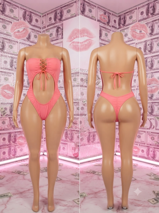 Blush Lace-Up Monokini