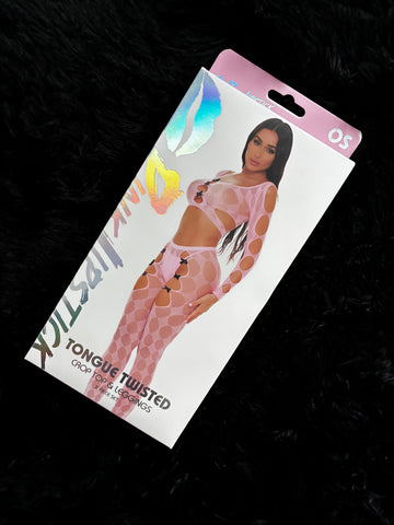 Pink Lipstick Light Pink Tongue Twisted 2pc Crop Top & Leggings